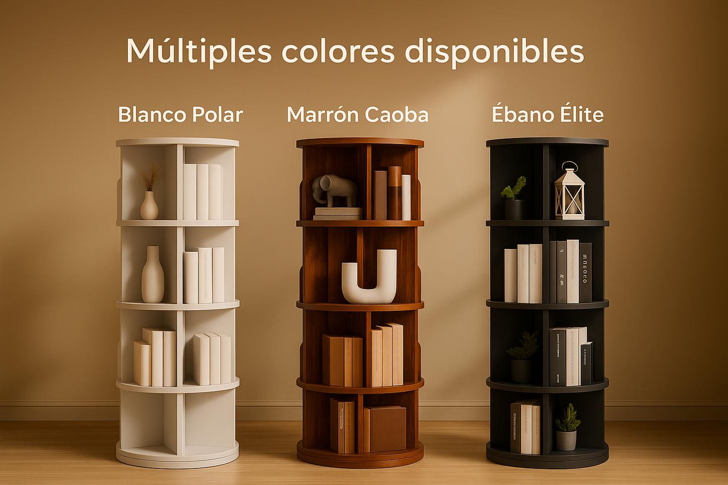Estantería Esquinera Rotativa 4 Niveles – Organizador y Ahorro de Espacio